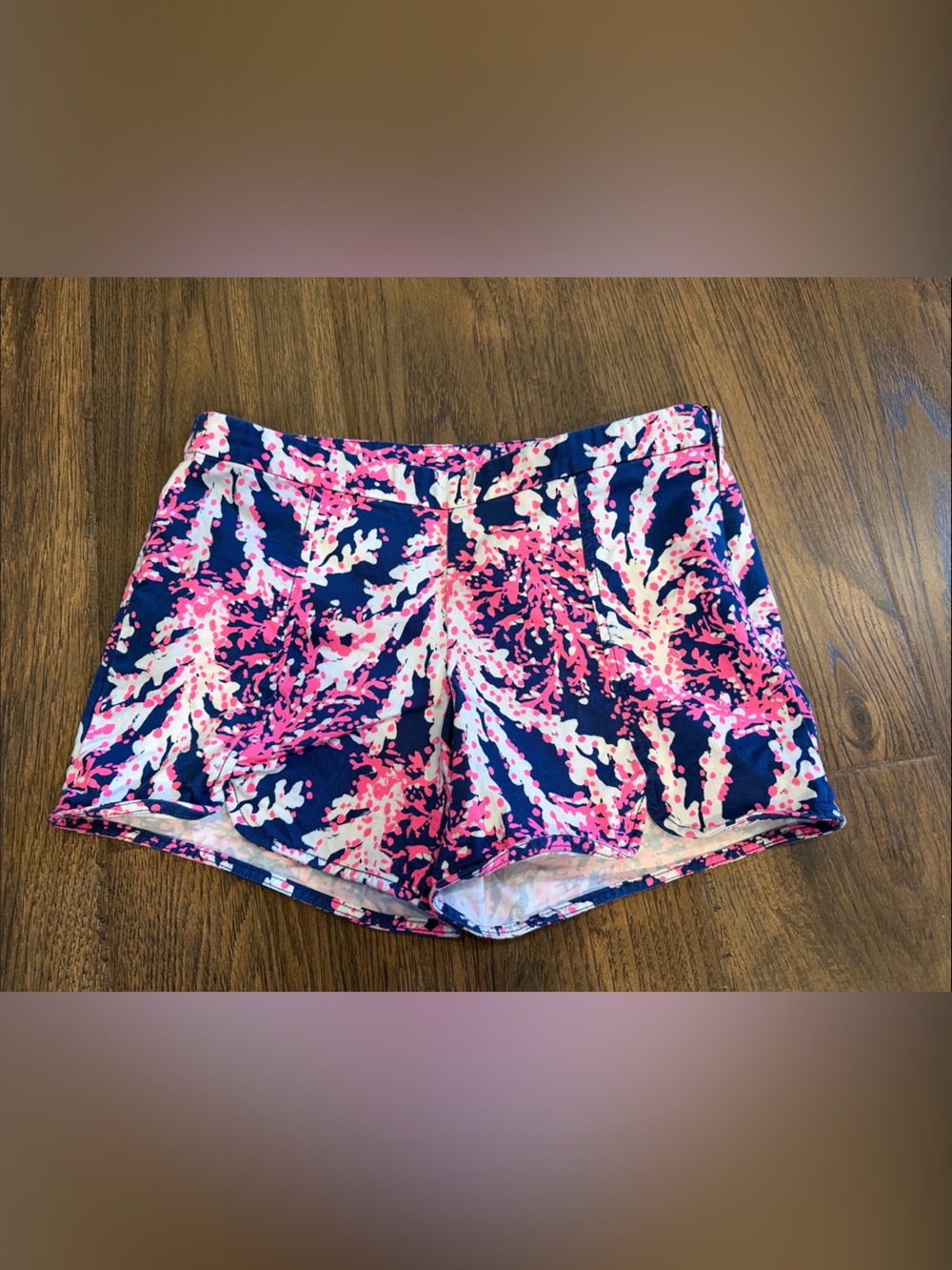 Lilly Pulitzer Navy, Pink & White Coral-Print side zip Shorts